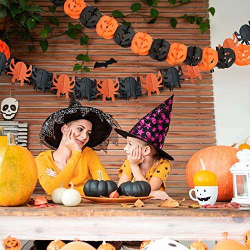 KATOOM Halloween Garland decoración 5pcs Bunting Halloween de Papel Calabaza fantásma Spider Skull Forma para adornar Fiesta de Halloween Fantasmas Fiesta Evento a Adultos jovénes niños