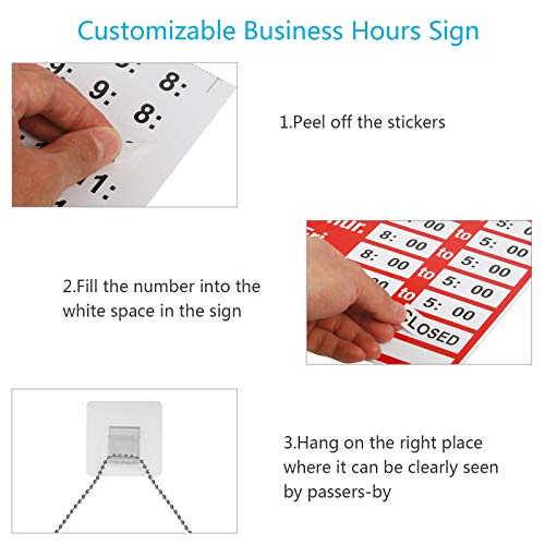 KATOOM horario Tienda Firmar horario semanal de señal de Hora de Cartel Abierto Cerrado de Closed y Open en Ventana Cristal o Puerta con Regalo de Gancho