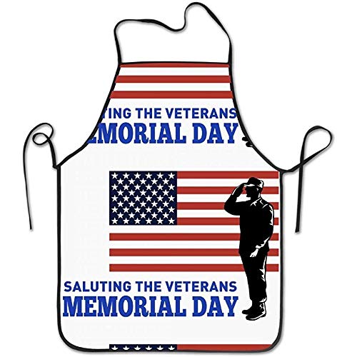 Katrine Store Durable Lavable Ajustable Hogar Delantal de cocina American Memorial Day Delantal Overlock Madre Regalo Cocina Hornear Restaurante