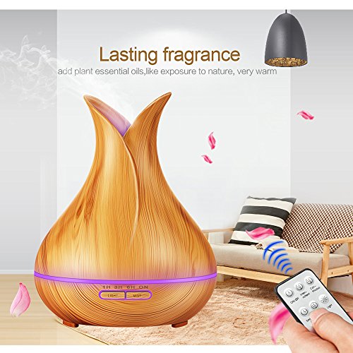 KBAYBO Control Remoto Aroma Difusor de Aceite Esencial de Aromaterapia Humidificador Luces LED 7 Colores