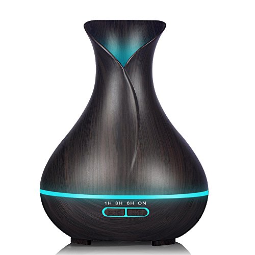 KBAYBO Newkbo Difusor de Aroma 400ml Humidificador Ultrasónica Aromaterapia Difusor de Aceites Esenciales Bastante Silencioso Auto-Apaga 8-Color LED Ajuste de Vapor Fuerte y débil Light Wood