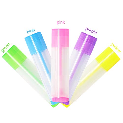 Kbnian 50pcs Envases de Colores para Lapiz Labial con Tapas Transparentes de Rosca, Tubos de Contenedores de Bálsamo Labial, Portátil, Pequeño, 5.5ml, DIY