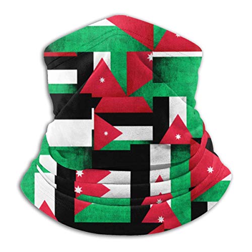 KDU Fashion Neck Scarf Wrap,Diademas Mágicas De Superposición De La Bandera De Jordania, Polainas De Cuello De Novedad para Senderismo, Caza, Motociclismo