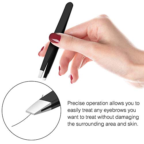 KDWOA Pinzas Cejas Profesional, Pinzas Depilar Cejas, Tijeras para Cejas, Cepillo De Cejas Y Peine, 6 Piezas Kit Cejas Tijeras Barba, Herramienta de Belleza Diaria - Negro