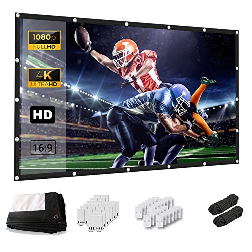 Keenstone Pantalla para Proyector 120 Pulgadas 16:9 HD Antiarrugas Plegable Portátil Lavable, Pantalla de Proyección para Cine en Casa y Patio, Pantalla de Doble Cara, Proyección de Alto Contraste