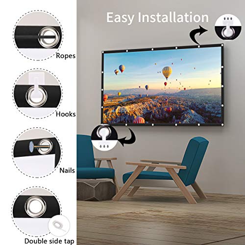 Keenstone Pantalla para Proyector 120 Pulgadas 16:9 HD Antiarrugas Plegable Portátil Lavable, Pantalla de Proyección para Cine en Casa y Patio, Pantalla de Doble Cara, Proyección de Alto Contraste