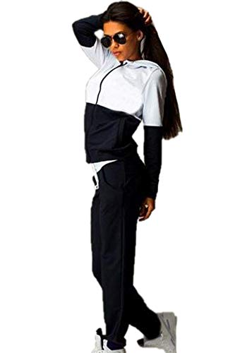 Keephen Chándal Casual para Mujer Stitching Hooded Zipper Sports Suit Conjunto De Ropa Deportiva Caliente De Dos Piezas