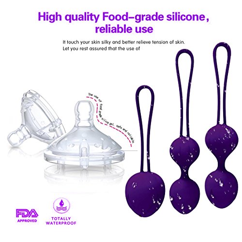 Kegel Ball Kit Masajeador Benwa Ball para mujer Ejercicio del suelo pélvico Kegel Ejercicio Kit de levantamiento de pesas Doctor sugerido para el control de la vejiga (Juego de 3)