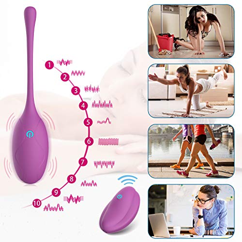 Kegel Bolas Chinas para Mujer AL'OFA Impermeable Silicona de alta calidad 10 Velocidades Ejercicio Kegel Control de vejiga Músculo pélvico Fortalecimiento control a distancia (Púrpura)