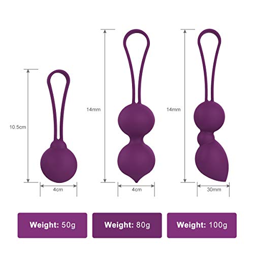 Kegel - Bolas Kegel de silicona para reforzar el suelo pélvico, ejercicios para el control vesical, para mujeres, principiantes, color morado