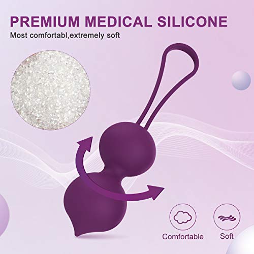 Kegel - Bolas Kegel de silicona para reforzar el suelo pélvico, ejercicios para el control vesical, para mujeres, principiantes, color morado