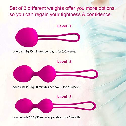 Kegel pelota de ejercicios for mujeres, silicona, peso rosado, Kegels Trainer Set Kit