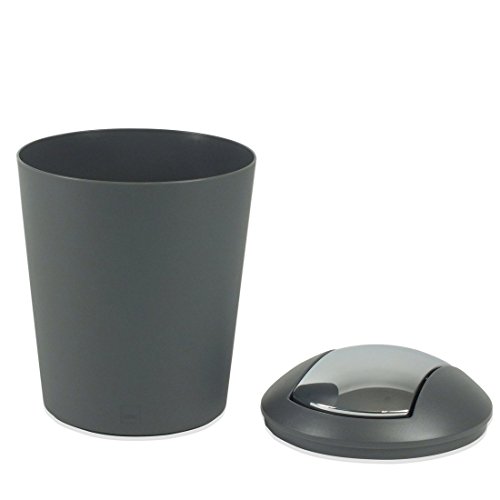 kela 22272 – Papelera con Tapa oscilante (Marta, diámetro 15 cm, 1,7 L, plástico, 15 x 15 x 21 cm, plástico Gris