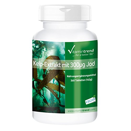 Kelp 300mcg – Yodo de algas Kelp – 360 comprimidos para ¡1 AÑO! – Para la tiroides – Suplemento de yodo natural