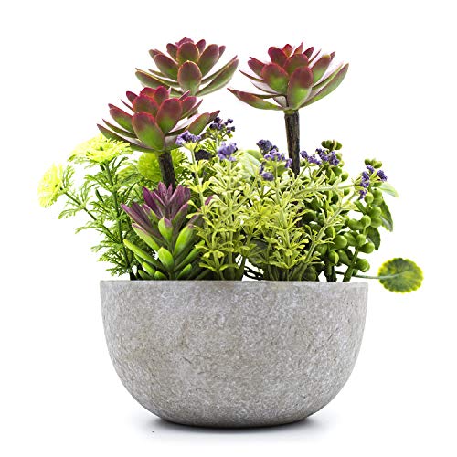 KELZIA Planta Artificial - 1 Maceta con Decoracion de Plantas Falsas - Escritorio de Oficina, Mesa, Ventanas, Repisas, Chimenea, Estanteria - Regalo de Decoración para Ocasiones Especiales (Granate)