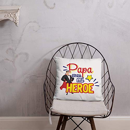 Kembilove Cojín para Padre – Cojines Padres con Frases Graciosas Papá Eres mi Héroe – Regalos Originales para el día del Padre – Cojines Suaves y Cómodos