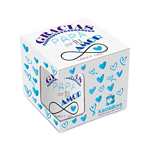 Kembilove Taza de Café Padre Personalizada – Taza de Desayuno Gracias Papá por tu Amor – Tazas de Café y Té para Papas – Taza de Cerámica Impresa – Regalo Original Taza de 350 ml