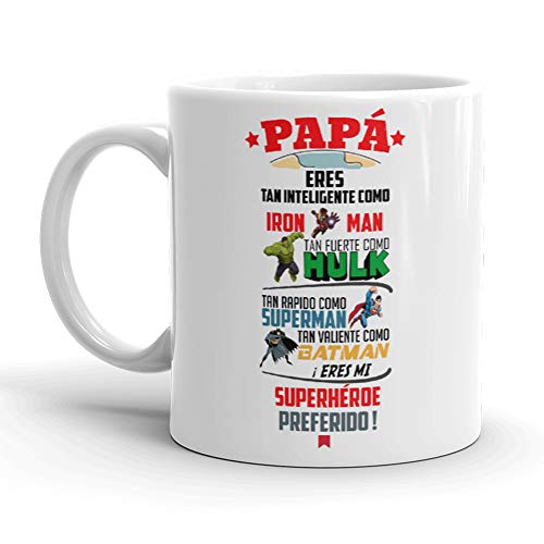 Kembilove Taza de Café para Papá Eres mi Superhéroe Preferido – Taza de Desayuno para Regalar el día del Padre – Tazas de Café y Té para Padres y Abuelos – Regalo Original