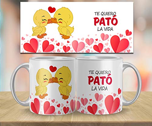 Kembilove Taza de Desayuno para Parejas con Bonitas Frases Te Quiero pató la Vida - Regalo Original Taza con diseños Coloridos para Enamorados Novios y Novias San Valentín - Taza para Enamorados