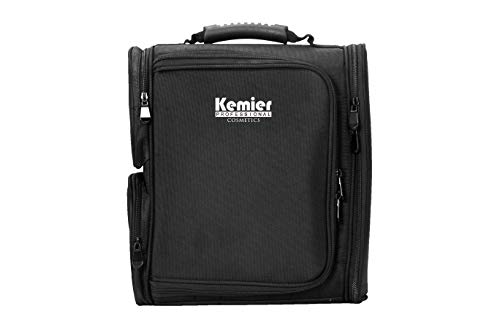 Kemier Professional Makeup Artist - Mochila con bolsas de almacenamiento transparentes para cosméticos, bolsa con forro térmico, color negro