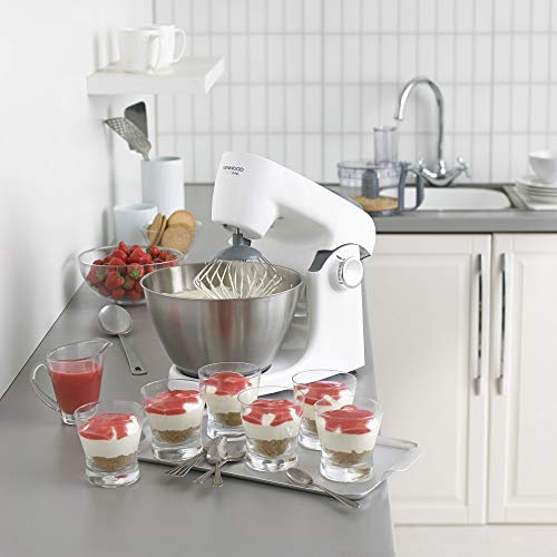 Kenwood KHH326 - Robot de cocina multifunción 1000 W, 4.3 L, mezcla, bate, amasa, batidora de vaso 1.5 L, procesador alimentos 1.4 L, 3 discos, exprimidor, picadora, licuadora, plata/blanco