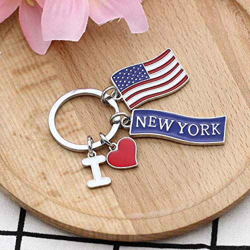 KENYG - Llavero con diseño de Bandera de Estados Unidos con Texto en inglés I Love New York Drip Oil America