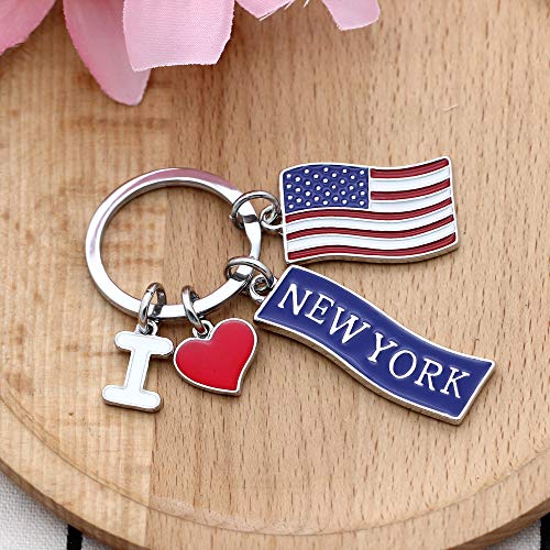 KENYG - Llavero con diseño de Bandera de Estados Unidos con Texto en inglés I Love New York Drip Oil America