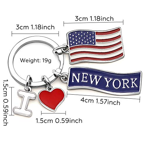 KENYG - Llavero con diseño de Bandera de Estados Unidos con Texto en inglés I Love New York Drip Oil America