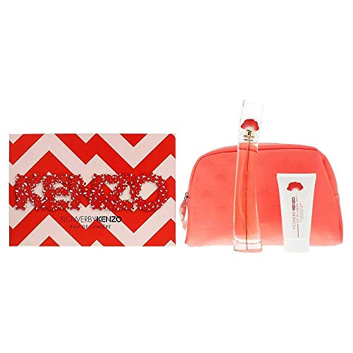 Kenzo Flower Eau de Lumiere Eau de Toilette, cremoso cuerpo de leche y bolsa de regalo para ella
