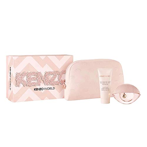 Kenzo World Geschenkset 75ml EDT + 75ml Body Lotion + Toilettasje - Roze Versie