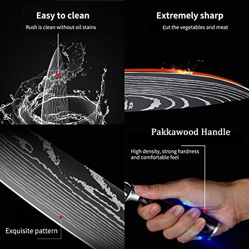 KEPEAK Cuchillo de Cocina, Cuchillos de Cocina Afilados de Acero Inoxidable de Diferentes Tamaños con Agarre Cómodo, Cuchillo de Cocina/Restaurante a Prueba de Herrumbre (8pcs)