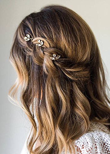 Kercisbeauty - Horquillas para el pelo con cristales para bodas, bailes de graduación, 5 unidades