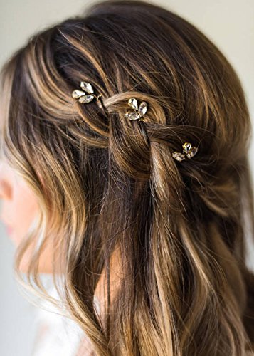 Kercisbeauty - Horquillas para el pelo con cristales para bodas, bailes de graduación, 5 unidades