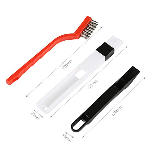 Kesote Conjunto de 4 Cepillos para Ventanas 2 en 1 Cepillo con Cuchara Desmontable + 3 Pinceles con Cerdas de Plástico, Hierro y Cobre Ideal para Ventana de Hogar u Oficina