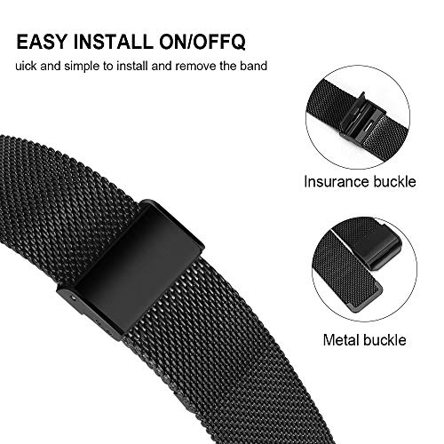 Keweni Compatible con Garmin Vivoactive 3 Correa,Pulsera de Repuesto de Acero Metal Inoxidable para Garmin Vivoactive 3/Vivoactive 3 Music/Forerunner 645 Music/Forerunner 245 Smart Watch (Negro)