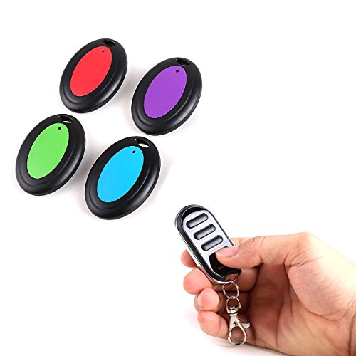 Key Finder - Wireless Localizador de Llaves Buscador Alarma Anti-pérdida Llavero Inteligente - 4 en 1 Set Key Finder (1 Transmisor por Control Remoto y 4 Receptores)