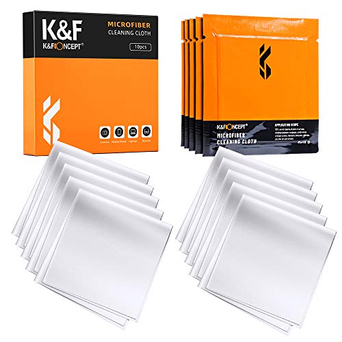 K&F Concept 10 Piezas Paños de Limpieza de Microfibra para Objetivo Lentes Lavable Gafas Teléfonos y Portátiles, Paños Microfibra Lavable/ Reutilizable/ Envasadas al Vacío (Tamaño: 15×15cm)