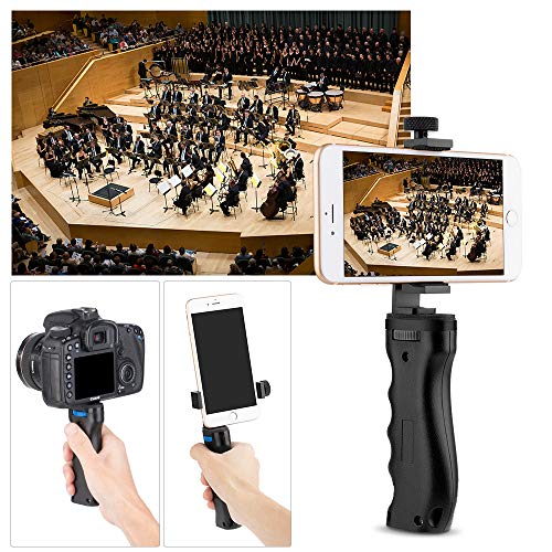 K&F Concept - Soporte Estabilizador de Smartphone para Grabar Video con Asa Compatible con Micrófono, LED Luz, Apple iPhone Samsung y Todos los teléfonos