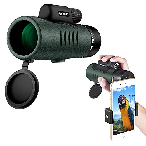 K&F Concept Telescopio Monocular 12 x 50 HD Nitrógeno IP68 Impermeable Spotting Scope Monculares Portátil Telescopio con Clip de teléfono para la observación de Animales o Aves/Viajes de Caza