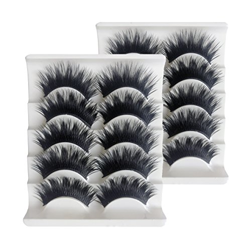 KFZR 10 pares de pestañas postizas 3D Fake Eye Lashes Natural Look maquillaje extensión negro grueso