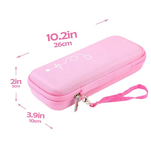 Khanka Duro Viaje Estuche Bolso Funda para estetoscopio 3M Littmann Classic Fonendoscopio (Rosado)