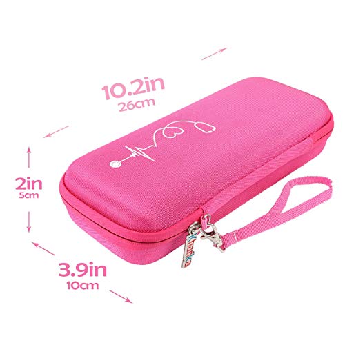 Khanka Duro Viaje Estuche Bolso Funda para estetoscopio 3M Littmann Classic Fonendoscopio（Rosa roja）