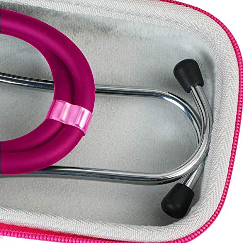 Khanka Duro Viaje Estuche Bolso Funda para estetoscopio 3M Littmann Classic Fonendoscopio（Rosa roja）