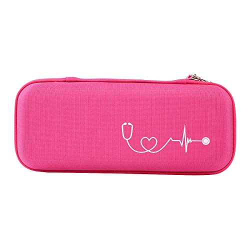 Khanka Duro Viaje Estuche Bolso Funda para estetoscopio 3M Littmann Classic Fonendoscopio（Rosa roja）