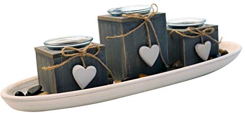 khevga portavelas candelero de Madera Gris Vintage