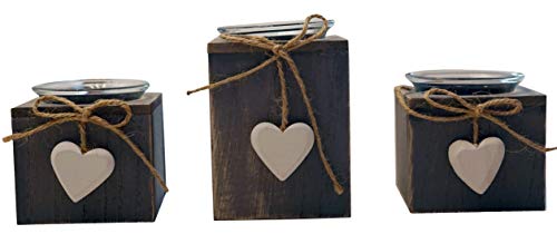 khevga portavelas candelero de Madera Gris Vintage