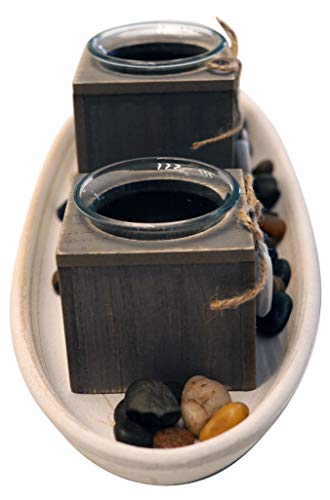 khevga portavelas candelero de Madera Gris Vintage