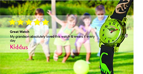 KIDDUS Reloj Educativo de Calidad para niña y niño. Analógico de Pulsera, con Ejercicios Time Teacher para Aprender a Leer y Decir la Hora. Mecanismo de Cuarzo japonés. RE0259 Dino