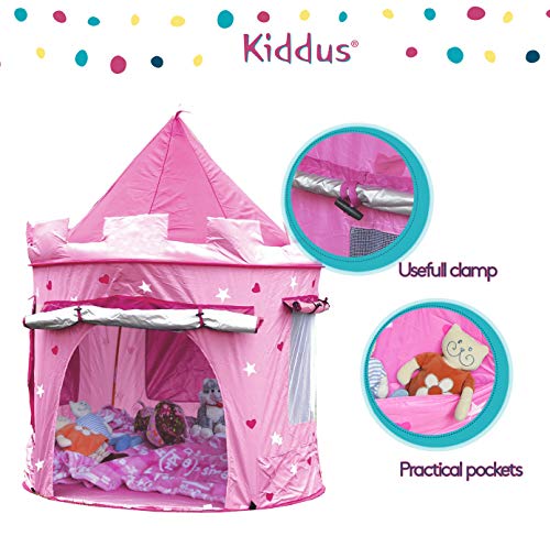 Kiddus Tienda casa casita Carpa campaña para niñas de Tela Lona Castillo Princesa, Pop UP Plegable para Jugar Juguete Infantil (Rose)