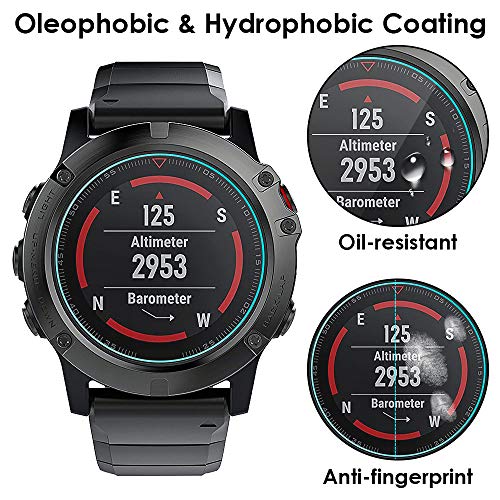 KIMILAR Pantalla Compatible con Garmin Fenix 5 Protector Pantalla, 2 Unidades Cristal Templado Protector para Fenix 5, Ultraalta definición, Invisible y Antiburbujas